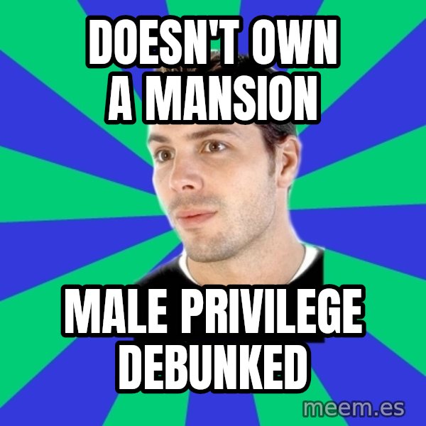 White Cishet Opinions meme: doesn't own a mansion / male  privilege debunked