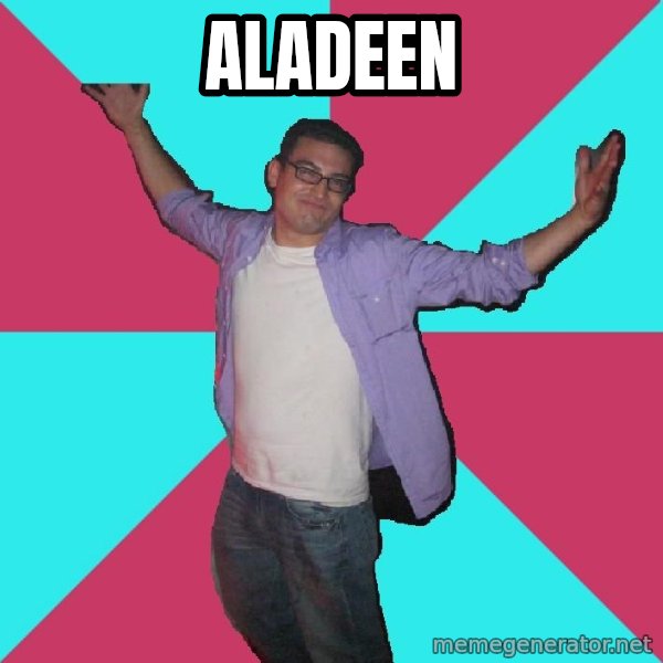 Douchebag Roommate meme: aladeen
