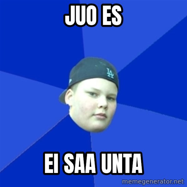 Jonnen Neuvo meme: juo es / ei saa unta