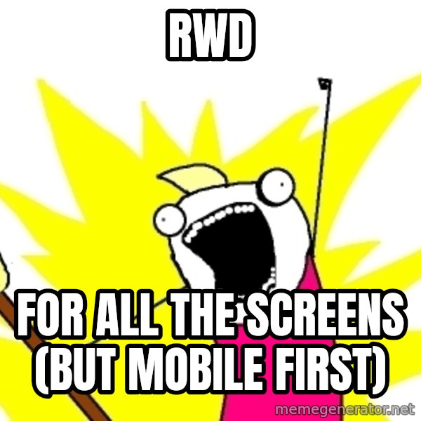 X ALL THE THINGS meme: RWD / for all the screens (but mobile first)