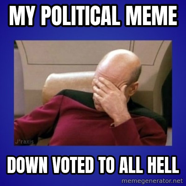 Picard facepalm  meme: my political meme / down voted to all hell