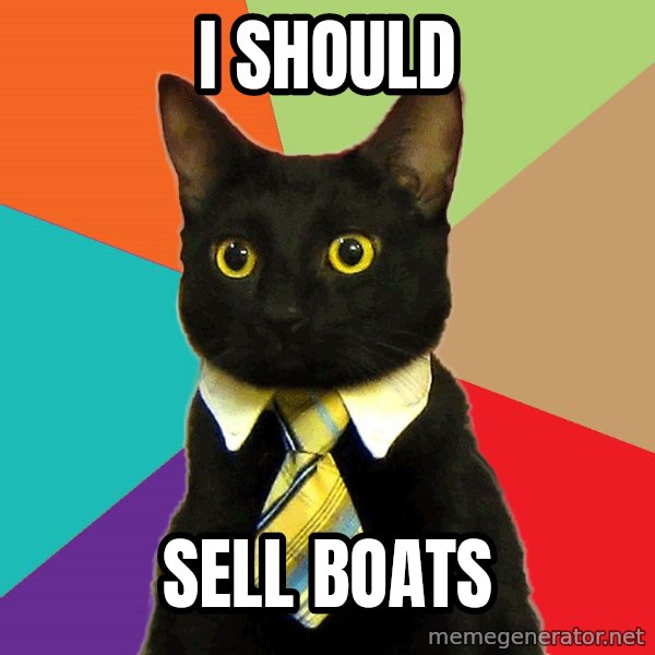 Business Cat meme: I Should / Sell boats