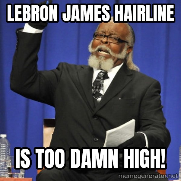 Rent Is Too Damn High meme: lebron james hairline / is too damn high!
