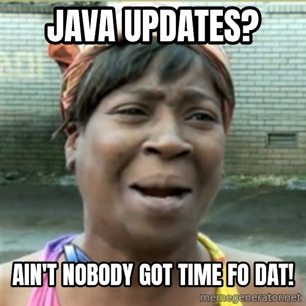 Ain't Nobody got time fo that meme: Java updates? / ain't nobody got time fo dat!
