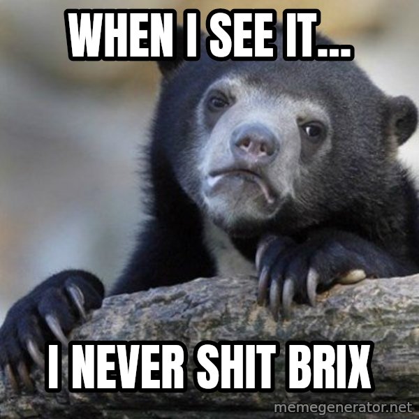 Confession Bear meme: WHEN i SEE IT... / i NEVER SHIT BRIX