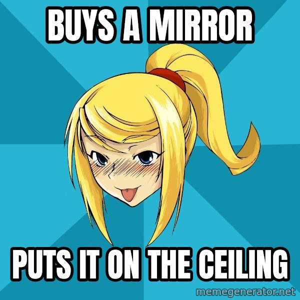 Horney Samus meme: Buys a Mirror / Puts it on the ceiling