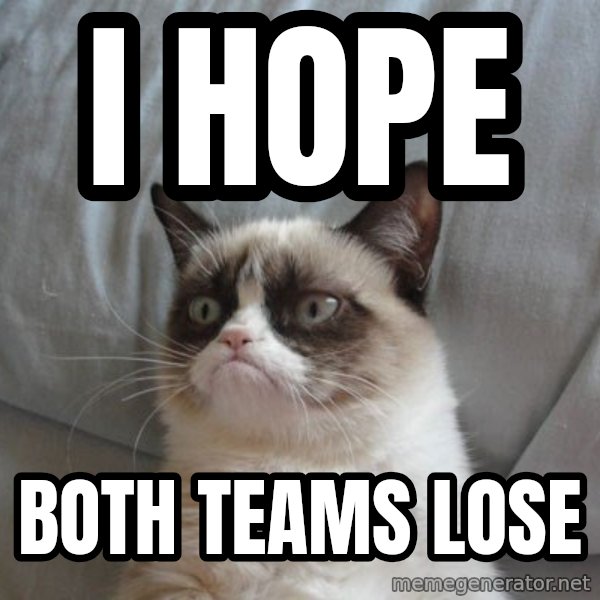 Grumpy cat good meme: i hope / both teams lose