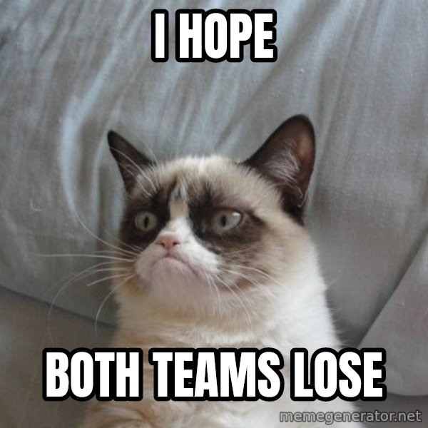 Grumpy cat good meme: I hope / Both teams lose