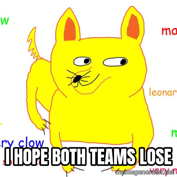 Grumpy Cat  meme: I HOPE BOTH TEAMS LOSE