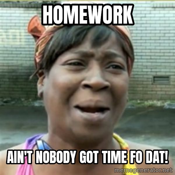 Ain't Nobody got time fo that meme: homework / ain't nobody got time fo dat!