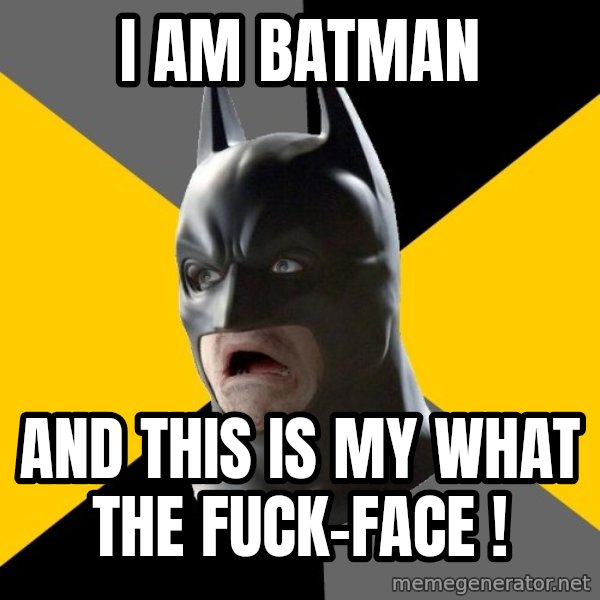 Bad Factman meme: i am batman / and this is my what the fuck-face !