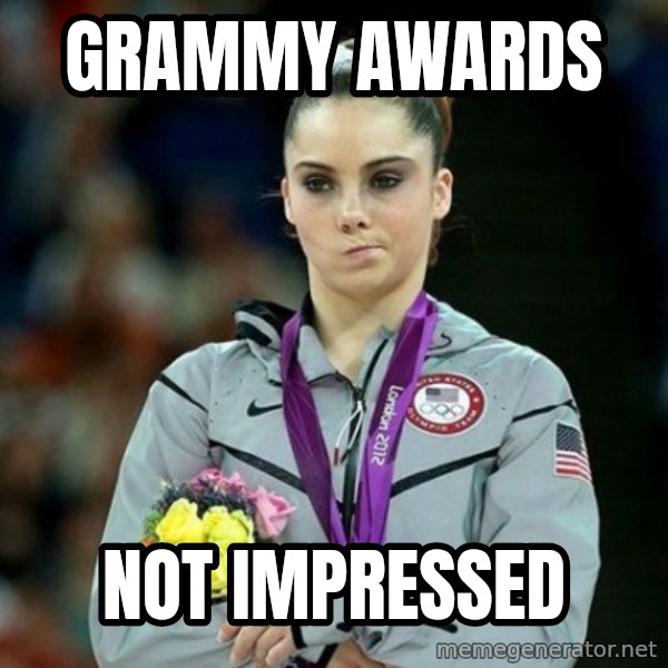 McKayla Maroney Not Impressed meme: grammy awards / not impressed