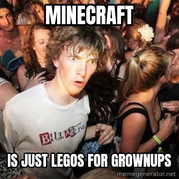 Sudden Realization Ralph meme: Minecraft / Is just Legos for Grownups