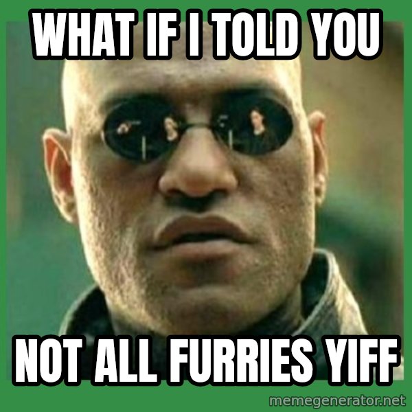 Matrix Morpheus meme: what if i told you / not all furries yiff