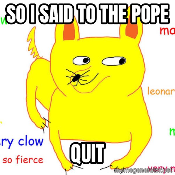 Grumpy Cat  meme: so i said to the pope / quit