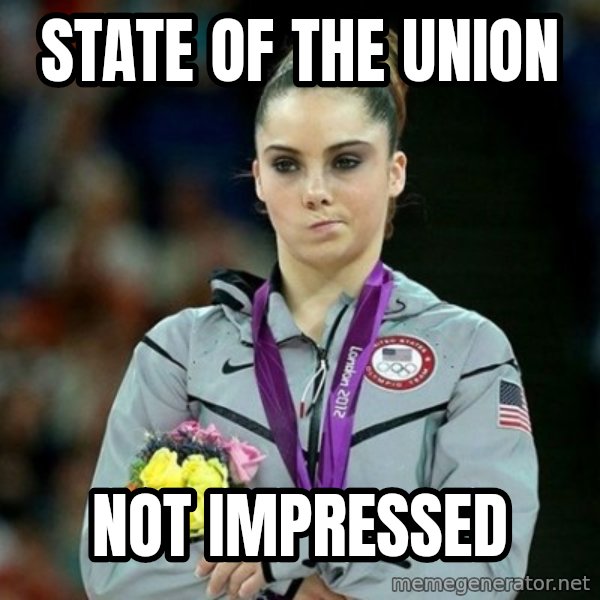 McKayla Maroney Not Impressed meme: State of the union / Not impressed