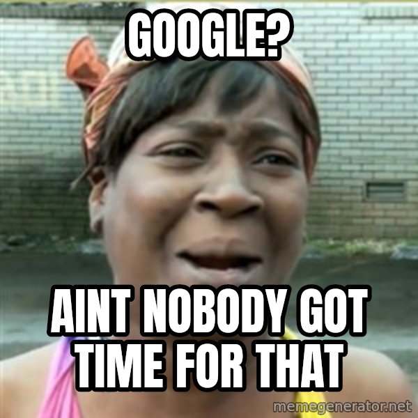 Ain't Nobody got time fo that meme: Google? / AINT NOBODY GOT TIME FOR THAT