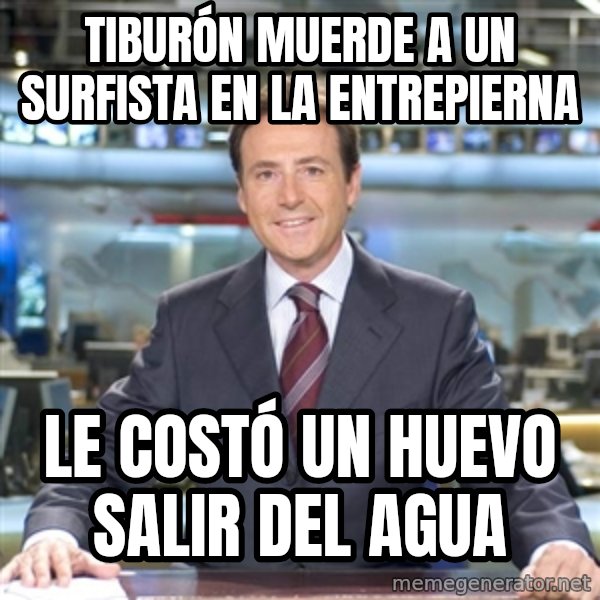Matias Prats meme: tiburón muerde a un surfista en la entrepierna / le costó un huevo salir del agua