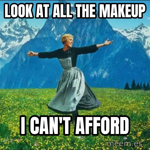 Look at all the things meme: Look at all the makeup / I can't afford