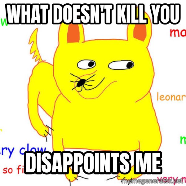 Grumpy Cat  meme: WHAT DOESN'T KILL YOU / DISAPPOINTS ME
