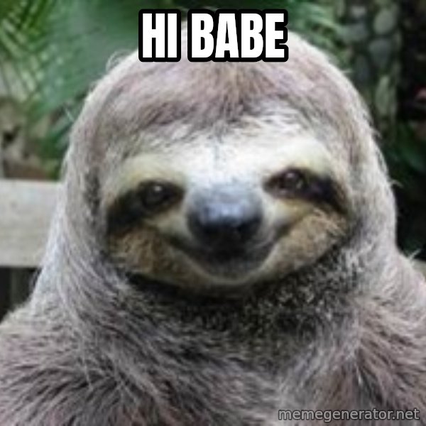 Sexual Sloth meme: Hi babe