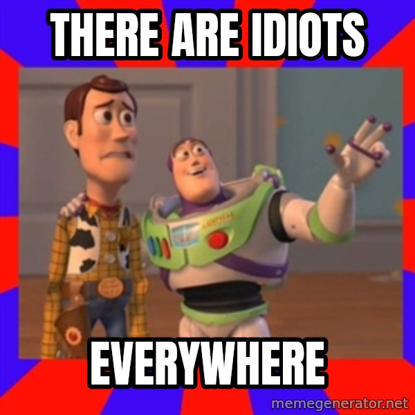 Everywhere meme: THERE ARE IDIOTS / EVERYWHERE