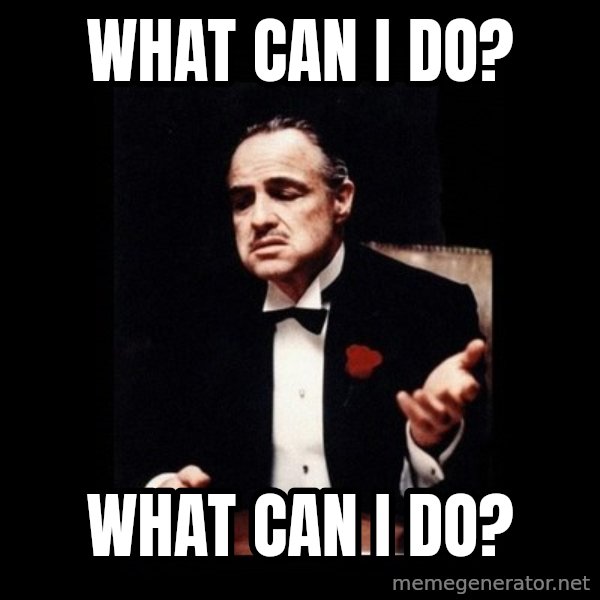 The Godfather meme: WHAT CAN I DO? / WHAT CAN I DO?