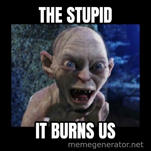 Angry Gollum meme: The stupid / it burns us