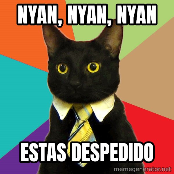 Business Cat meme: nyan, nyan, nyan / estas despedido