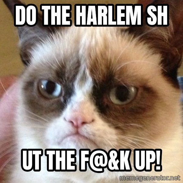 Angry Cat Meme meme: Do the Harlem sh / Ut the f@&k up!
