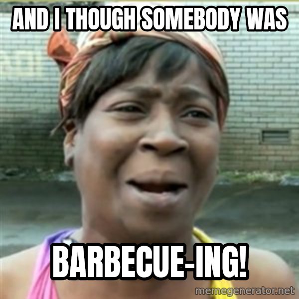 Ain't Nobody got time fo that meme: and i though somebody was / barbecue-ing!