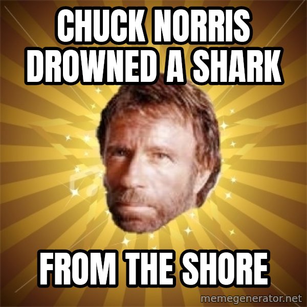 Chuck Norris Advice meme: chuck norris drowned a shark / from the shore