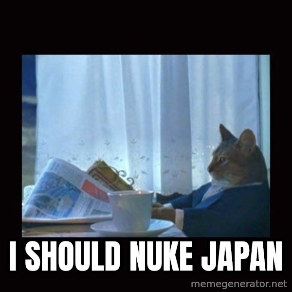 i should buy a boat cat meme: I should Nuke japan