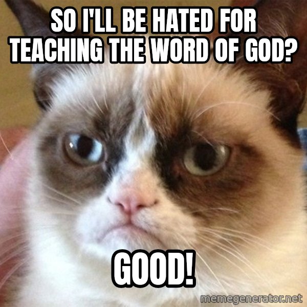 Angry Cat Meme meme: So i'll be hated for teaching the word of god? / good!