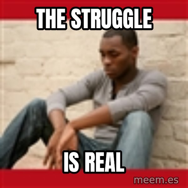 The Struggle Is Real meme: The Struggle / Is Real