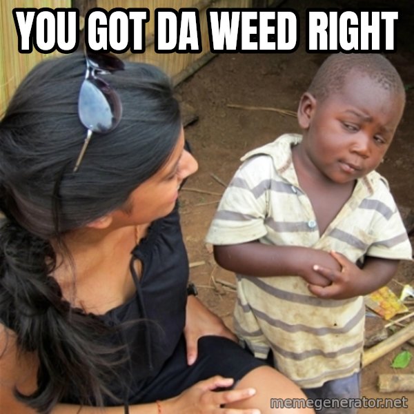 So You're Telling me meme: you got da weed right