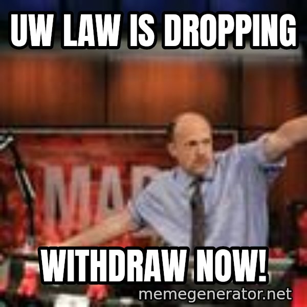 Jim Kramer Mad Money Karma meme: UW Law is dropping / withdraw now!