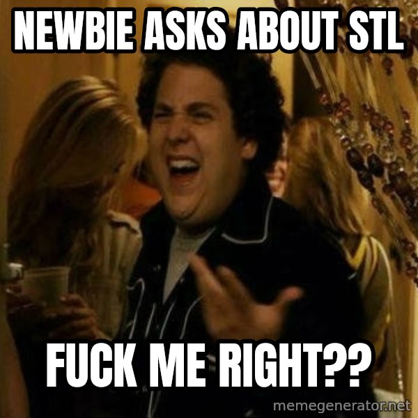 Fuck me right meme: Newbie asks about stl / fuck me right??