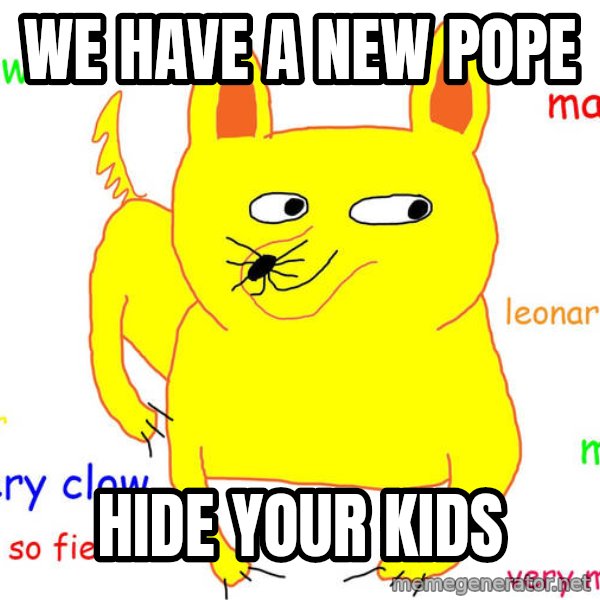 Grumpy Cat  meme: We have a new pope / Hide your kids