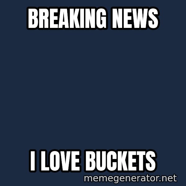 Walrus meme: Breaking news / I love buckets