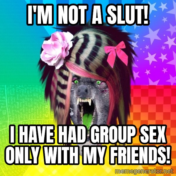 Insanity Scene Wolf meme: I'm not a slut! / I have had group sex only with my friends!