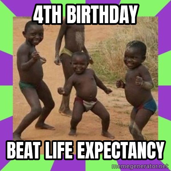 african children dancing meme: 4TH BIRTHDAY / BEAT LIFE EXPECTANCY