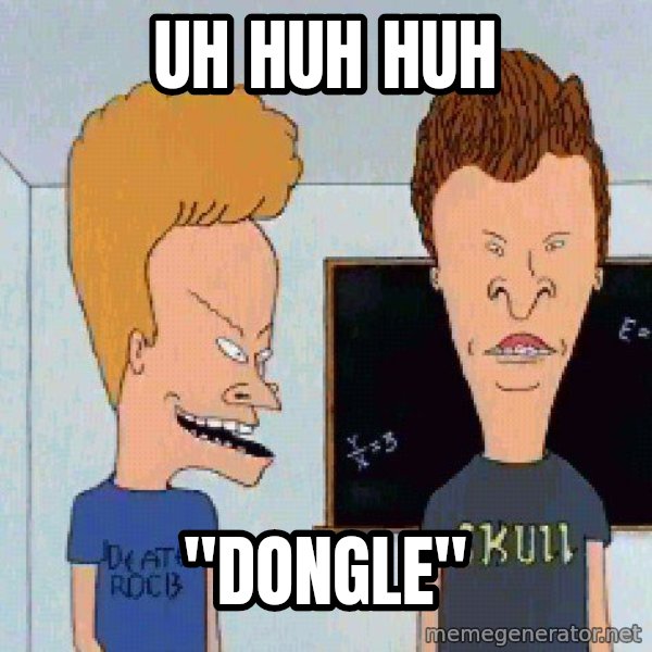 Beavis and butthead meme: Uh Huh Huh / "dongle"