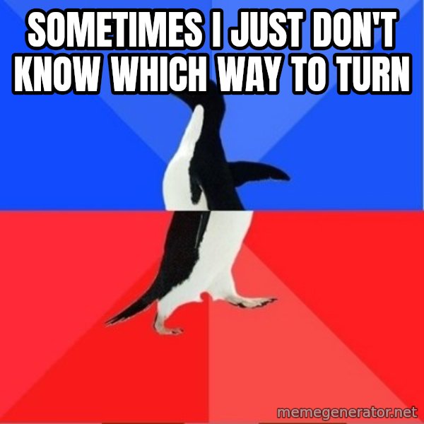 Socially Awesome Awkward Penguin meme: sometimes i just don't know which way to turn