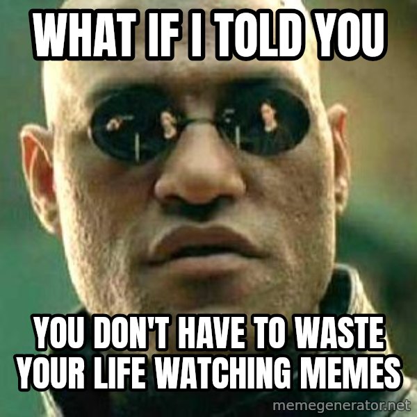 What If I Told You meme: What iF i told you / You don't have to waste Your life watching memes