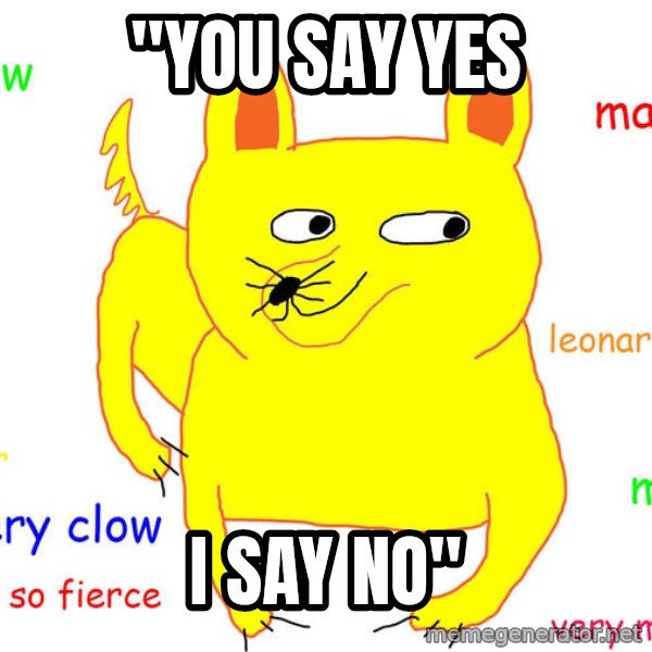 Grumpy Cat  meme: "You say yes / I say no"