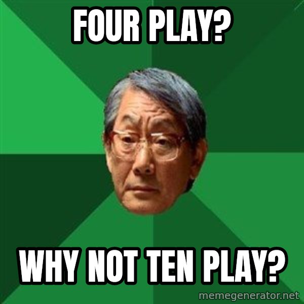 High Expectations Asian Father meme: four play? / why not ten play?