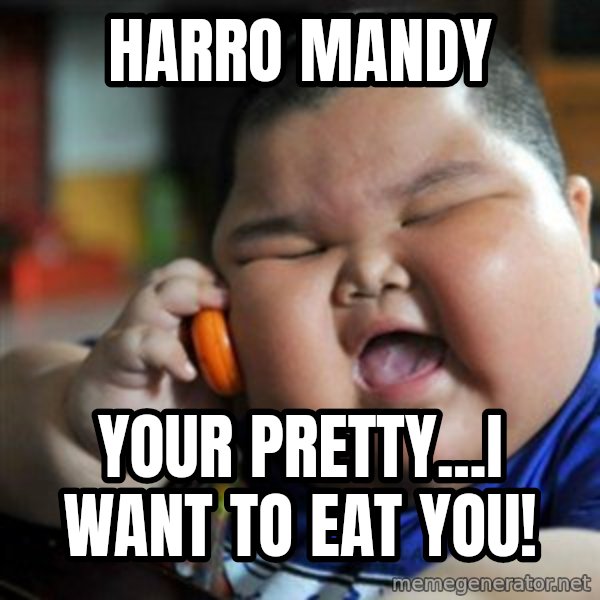 fat chinese kid meme: HARRO MANDY / YOUR PRETTY...I WANT TO EAT YOU!