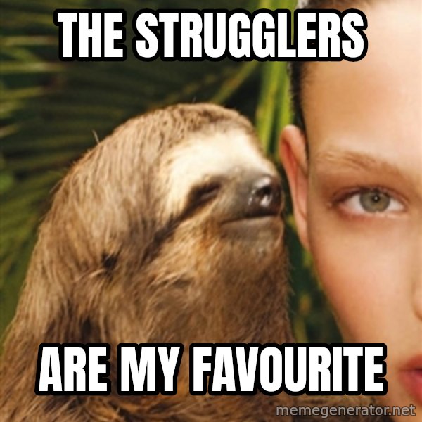 The Rape Sloth meme: THE STRUGGLERS / ARE MY FAVOURITE