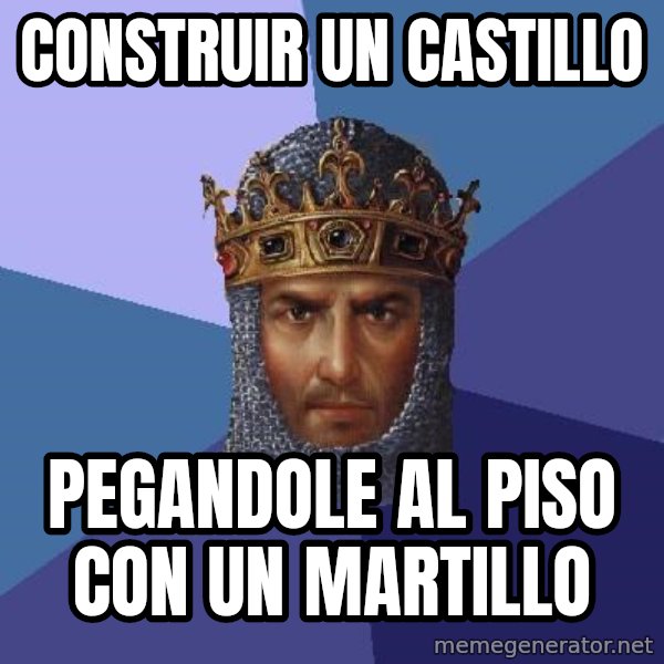 Age Of Empires meme: Construir un castillo / pegandole al piso con un martillo
